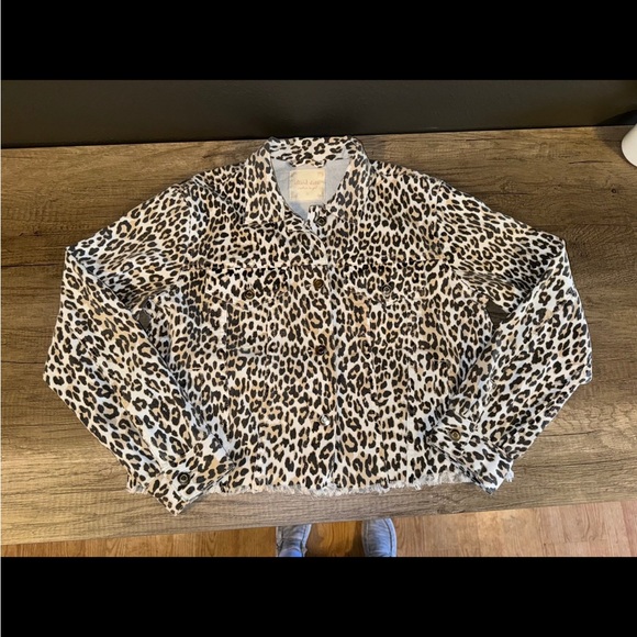 Altar'd State Jackets & Blazers - Altar'd State Leopard Print Denim Jacket